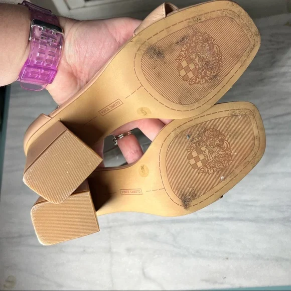 Vince Camuto Tan Nude Margry Ankle Strap Block Heel Sandal 7 - Picture 7 of 9